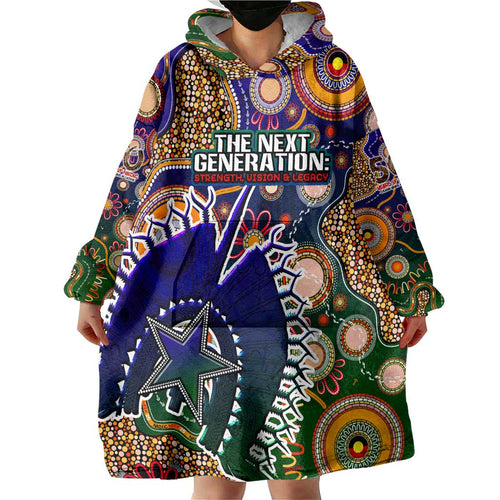 Personalised Indigenous Naidoc Week 2025 Wearable Blanket Hoodie Aboriginal and Torres Strait Islands Dhari Mask