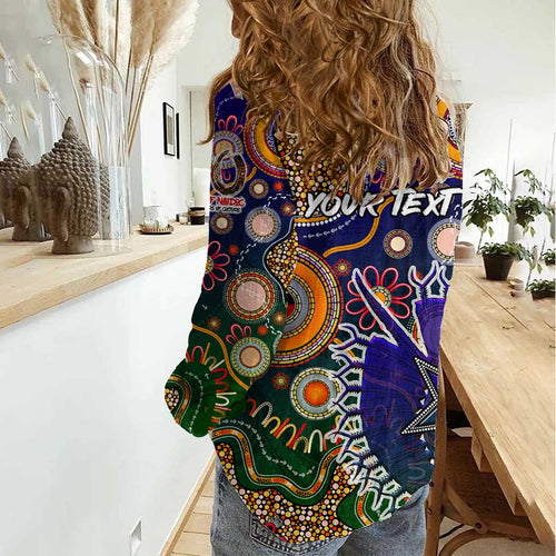 Personalised Indigenous Naidoc Week 2025 Women Casual Shirt Aboriginal and Torres Strait Islands Dhari Mask