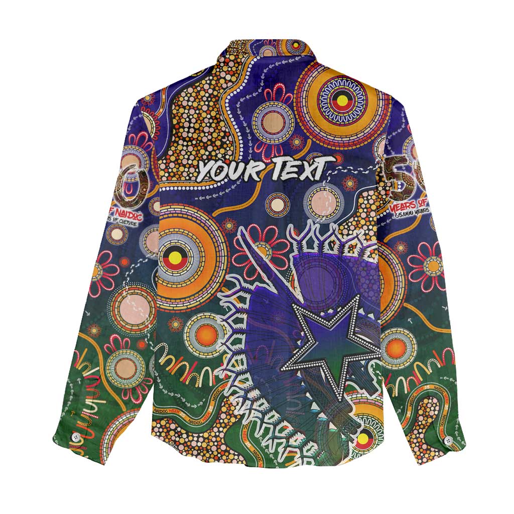 Personalised Indigenous Naidoc Week 2025 Women Casual Shirt Aboriginal and Torres Strait Islands Dhari Mask