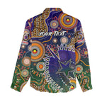 Personalised Indigenous Naidoc Week 2025 Women Casual Shirt Aboriginal and Torres Strait Islands Dhari Mask