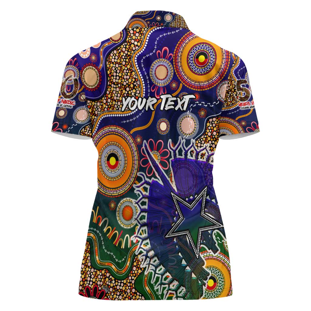 Personalised Indigenous Naidoc Week 2025 Women Polo Shirt Aboriginal and Torres Strait Islands Dhari Mask
