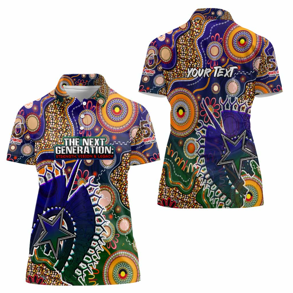 Personalised Indigenous Naidoc Week 2025 Women Polo Shirt Aboriginal and Torres Strait Islands Dhari Mask