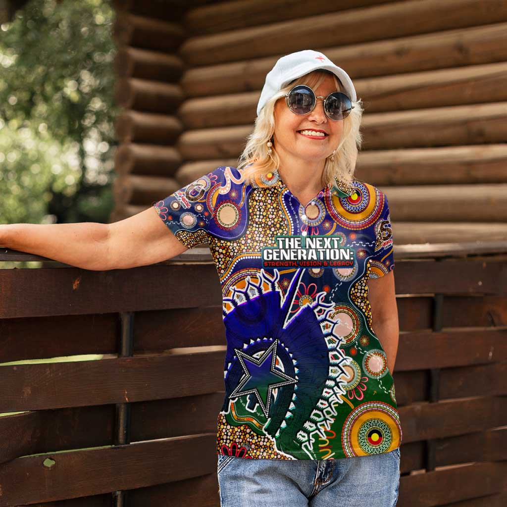 Personalised Indigenous Naidoc Week 2025 Women Polo Shirt Aboriginal and Torres Strait Islands Dhari Mask