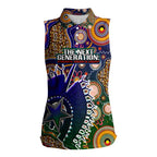 Personalised Indigenous Naidoc Week 2025 Women Sleeveless Polo Shirt Aboriginal and Torres Strait Islands Dhari Mask