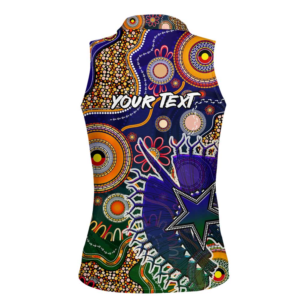 Personalised Indigenous Naidoc Week 2025 Women Sleeveless Polo Shirt Aboriginal and Torres Strait Islands Dhari Mask
