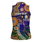 Personalised Indigenous Naidoc Week 2025 Women Sleeveless Polo Shirt Aboriginal and Torres Strait Islands Dhari Mask