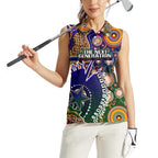 Personalised Indigenous Naidoc Week 2025 Women Sleeveless Polo Shirt Aboriginal and Torres Strait Islands Dhari Mask