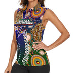 Personalised Indigenous Naidoc Week 2025 Women Sleeveless Polo Shirt Aboriginal and Torres Strait Islands Dhari Mask