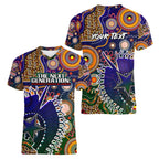 Personalised Indigenous Naidoc Week 2025 Women V-Neck T-Shirt Aboriginal and Torres Strait Islands Dhari Mask