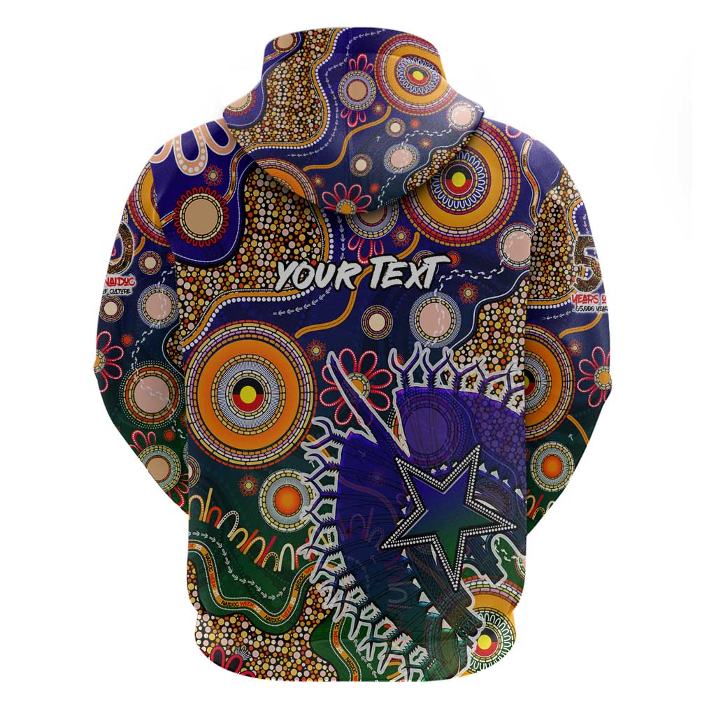 Personalised Indigenous Naidoc Week 2025 Zip Hoodie Aboriginal and Torres Strait Islands Dhari Mask