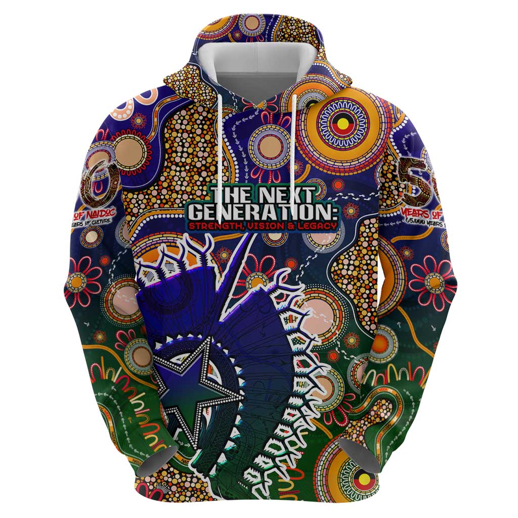 Personalised Indigenous Naidoc Week 2025 Zip Hoodie Aboriginal and Torres Strait Islands Dhari Mask