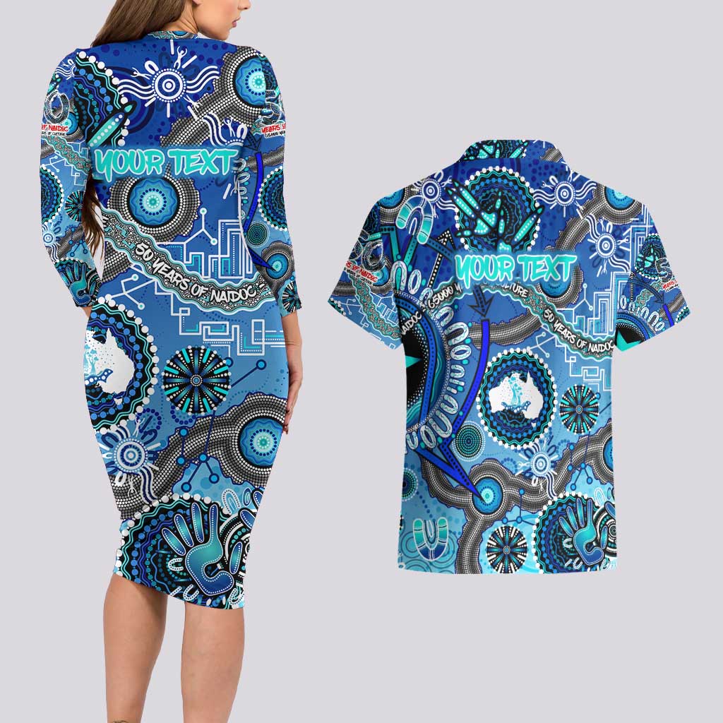 Personalised Naidoc 2025 Paint The Future Couples Matching Long Sleeve Bodycon Dress and Hawaiian Shirt 50 Years of Naidoc - Aboriginal Art