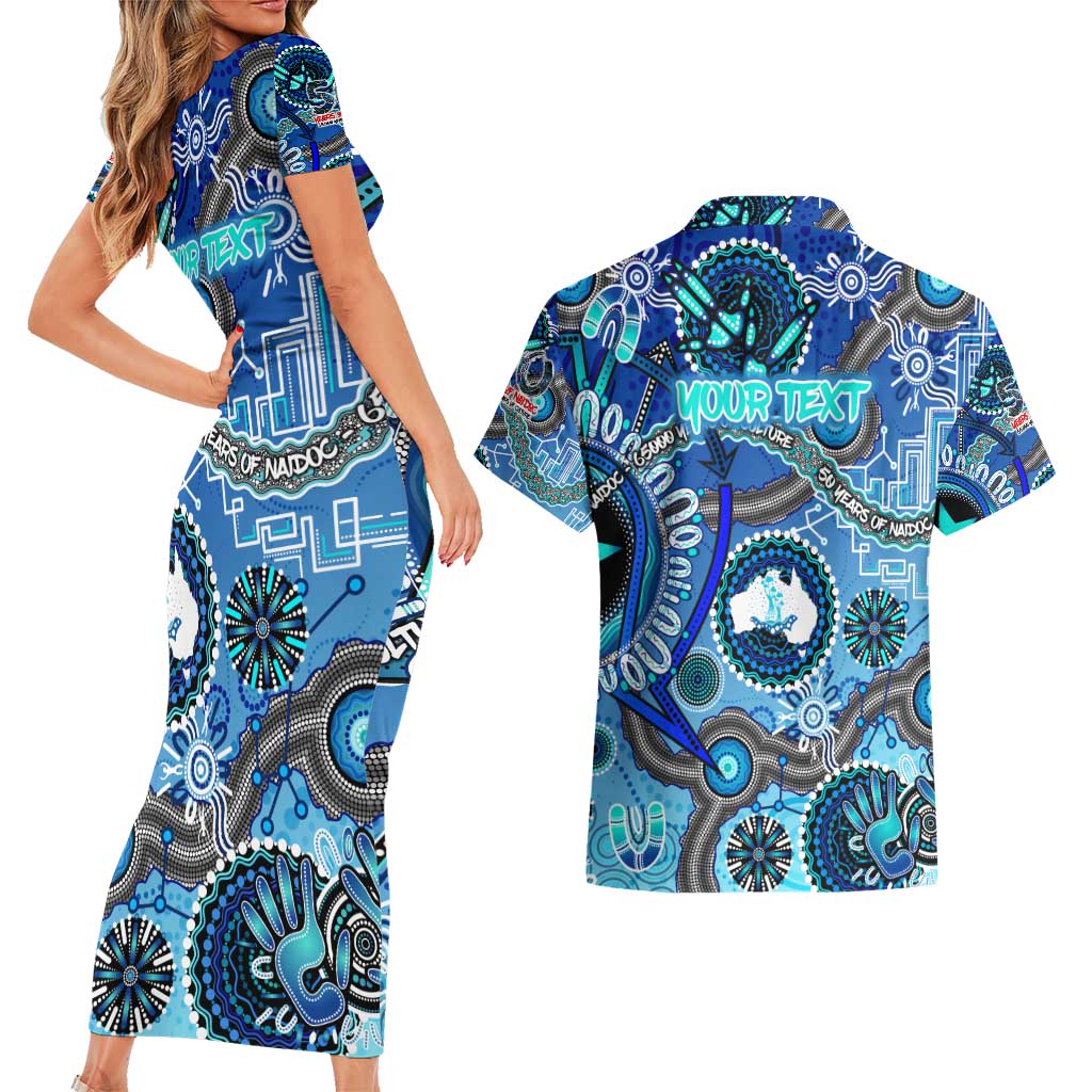 Personalised Naidoc 2025 Paint The Future Couples Matching Short Sleeve Bodycon Dress and Hawaiian Shirt 50 Years of Naidoc - Aboriginal Art