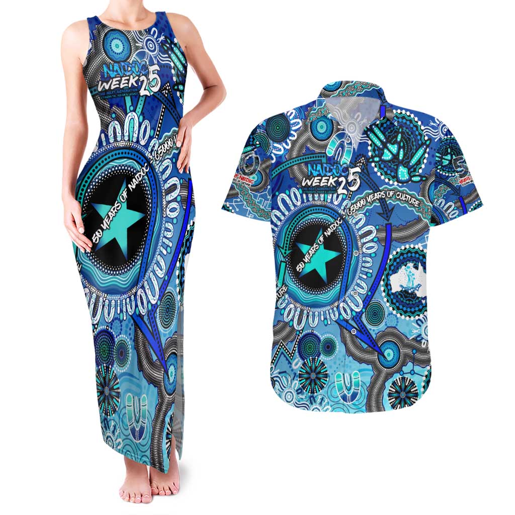 Personalised Naidoc 2025 Paint The Future Couples Matching Tank Maxi Dress and Hawaiian Shirt 50 Years of Naidoc - Aboriginal Art