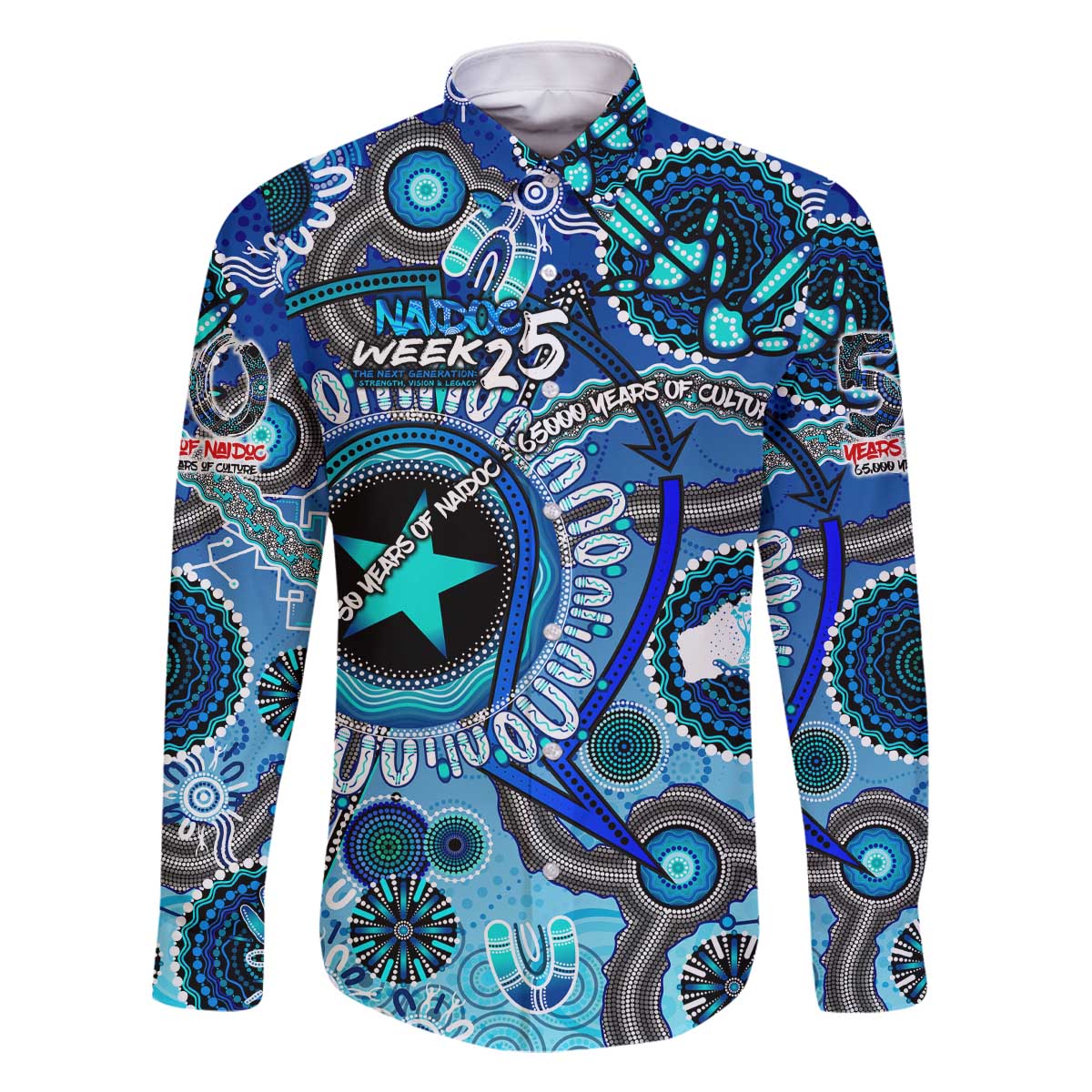 Personalised Naidoc 2025 Paint The Future Family Matching Off The Shoulder Long Sleeve Dress and Hawaiian Shirt 50 Years of Naidoc - Aboriginal Art