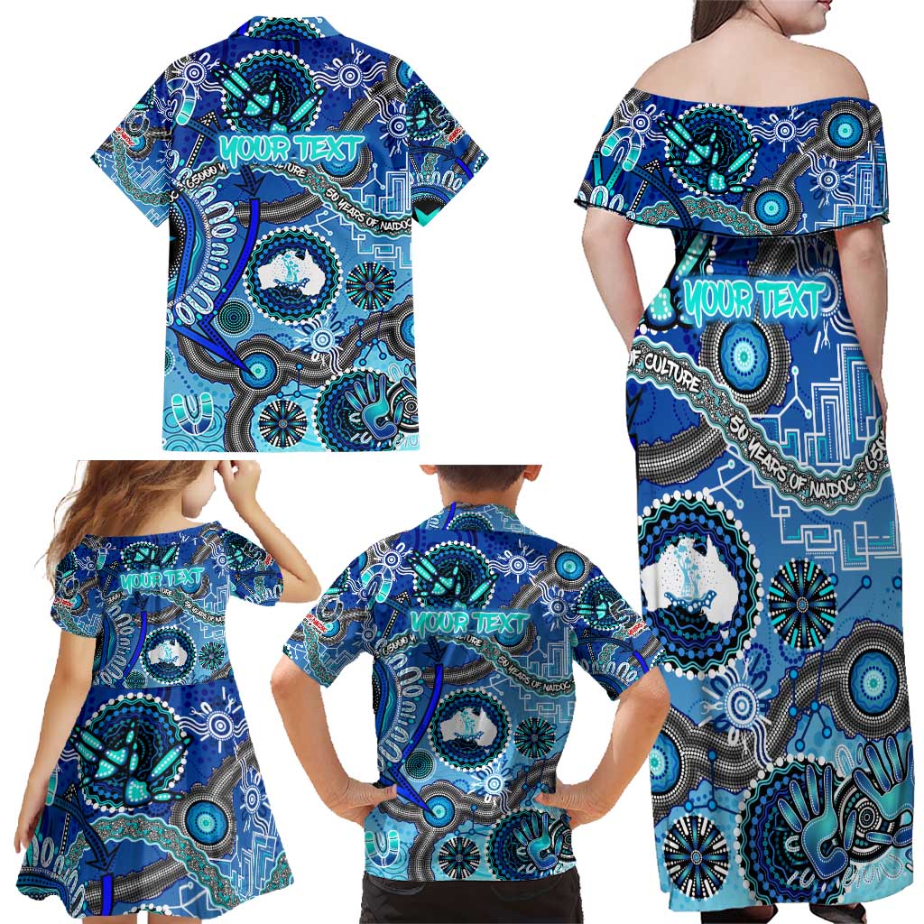 Personalised Naidoc 2025 Paint The Future Family Matching Off Shoulder Maxi Dress and Hawaiian Shirt 50 Years of Naidoc - Aboriginal Art