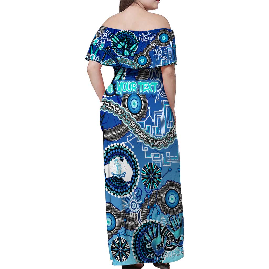 Personalised Naidoc 2025 Paint The Future Family Matching Off Shoulder Maxi Dress and Hawaiian Shirt 50 Years of Naidoc - Aboriginal Art