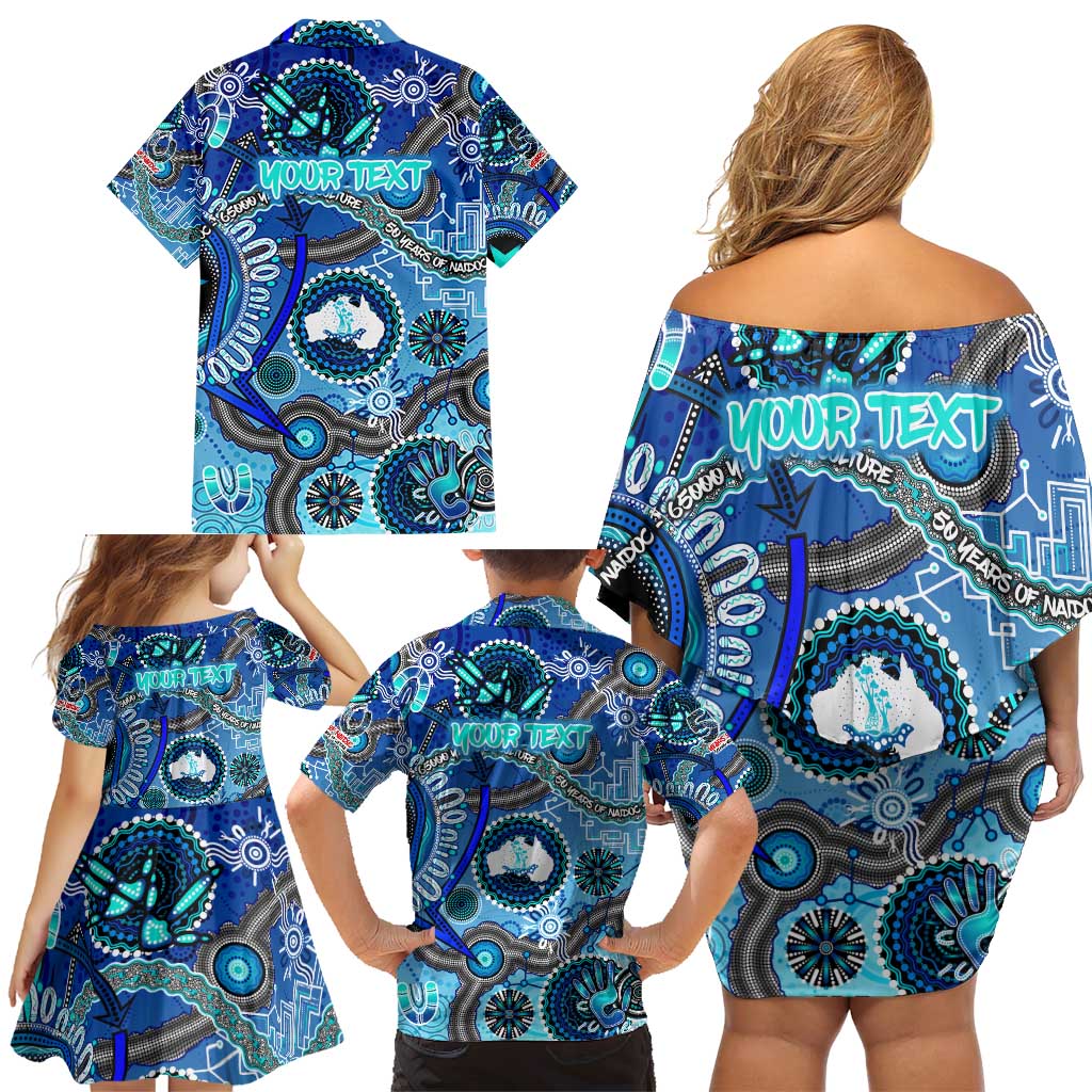 Personalised Naidoc 2025 Paint The Future Family Matching Off Shoulder Short Dress and Hawaiian Shirt 50 Years of Naidoc - Aboriginal Art