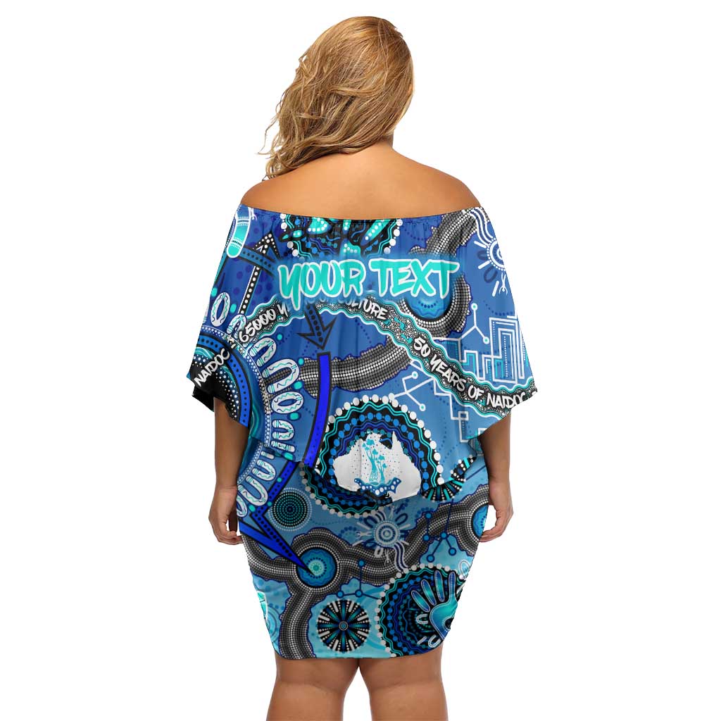 Personalised Naidoc 2025 Paint The Future Family Matching Off Shoulder Short Dress and Hawaiian Shirt 50 Years of Naidoc - Aboriginal Art