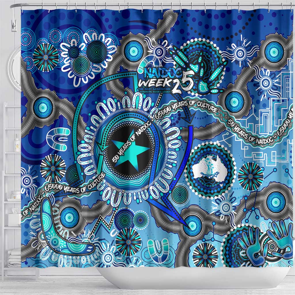 Naidoc 2025 Paint The Future Shower Curtain 50 Years of Naidoc - Aboriginal Art