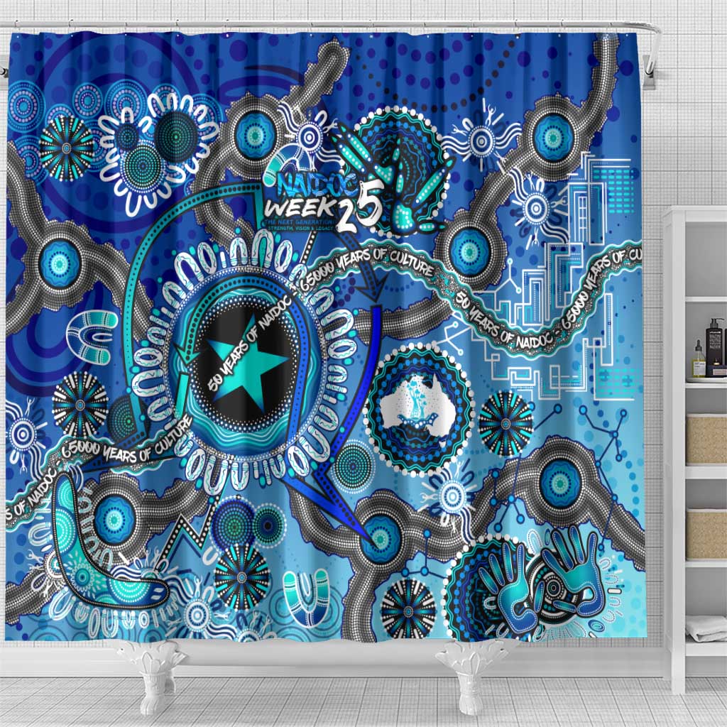 Naidoc 2025 Paint The Future Shower Curtain 50 Years of Naidoc - Aboriginal Art