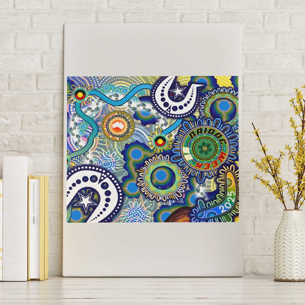 Naidoc Week 2025 Echo Australia Canvas Wall Art Aboriginal Dots Painting Dhari Mask