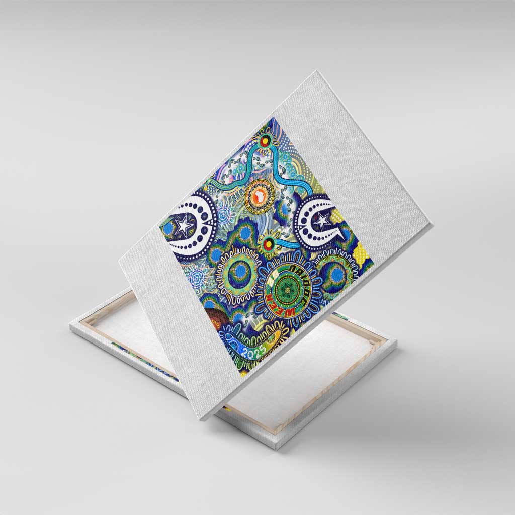Naidoc Week 2025 Echo Australia Canvas Wall Art Aboriginal Dots Painting Dhari Mask
