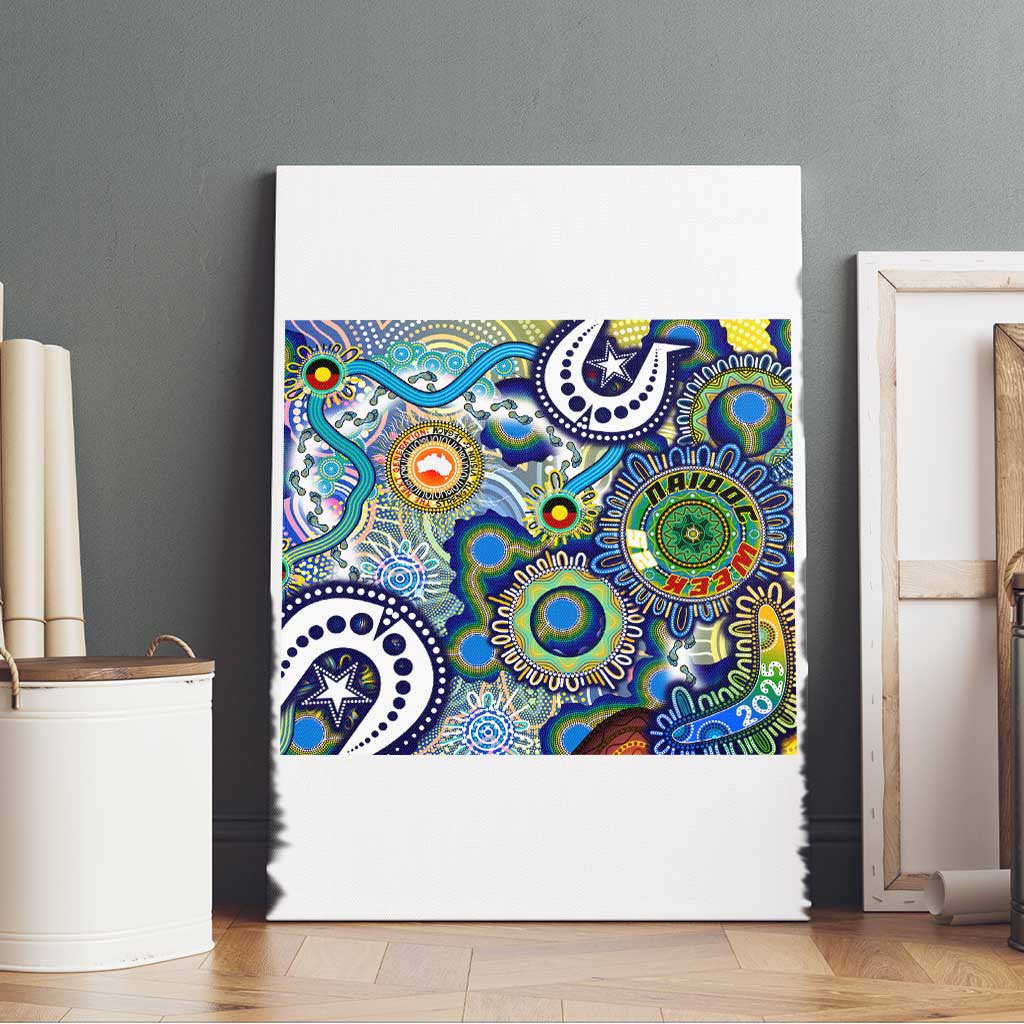 Naidoc Week 2025 Echo Australia Canvas Wall Art Aboriginal Dots Painting Dhari Mask