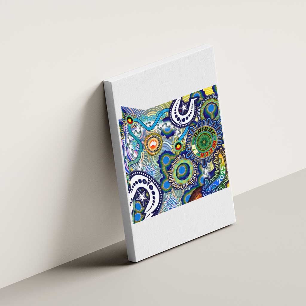 Naidoc Week 2025 Echo Australia Canvas Wall Art Aboriginal Dots Painting Dhari Mask