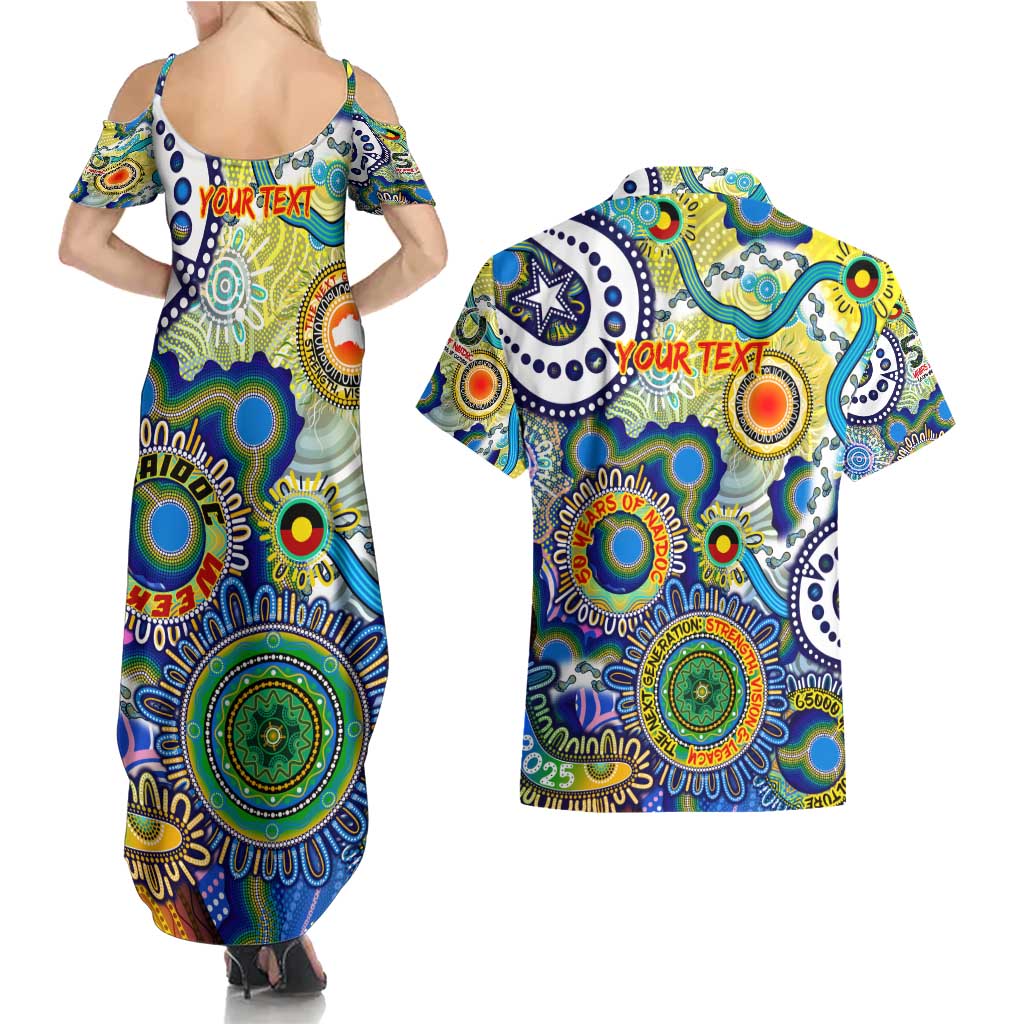 Personalised Naidoc Week 2025 Echo Australia Couples Matching Summer Maxi Dress and Hawaiian Shirt Aboriginal Dots Painting Dhari Mask