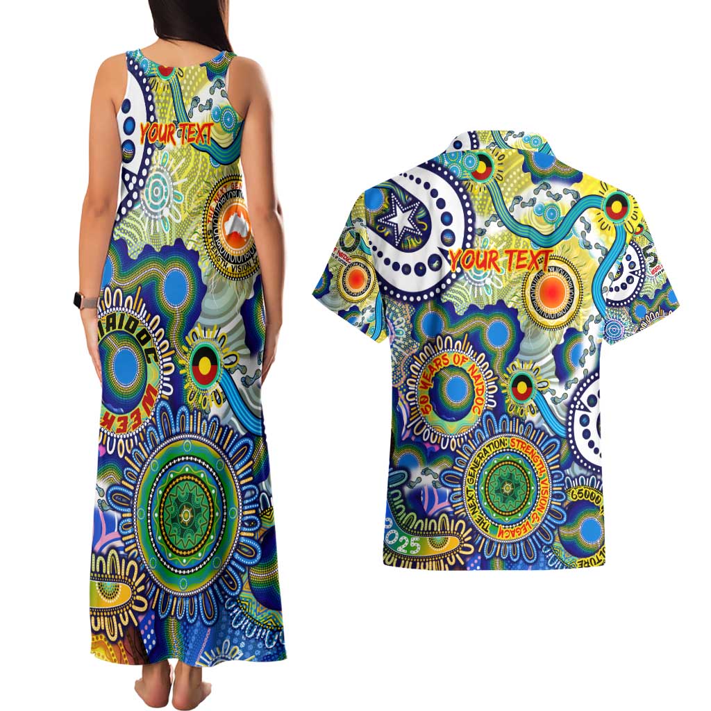 Personalised Naidoc Week 2025 Echo Australia Couples Matching Tank Maxi Dress and Hawaiian Shirt Aboriginal Dots Painting Dhari Mask
