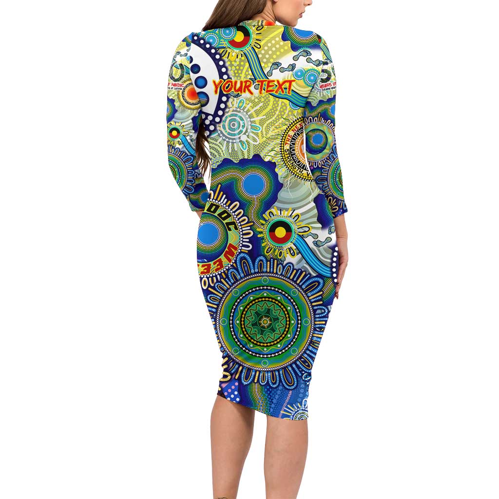 Personalised Naidoc Week 2025 Echo Australia Family Matching Long Sleeve Bodycon Dress and Hawaiian Shirt Aboriginal Dots Painting Dhari Mask
