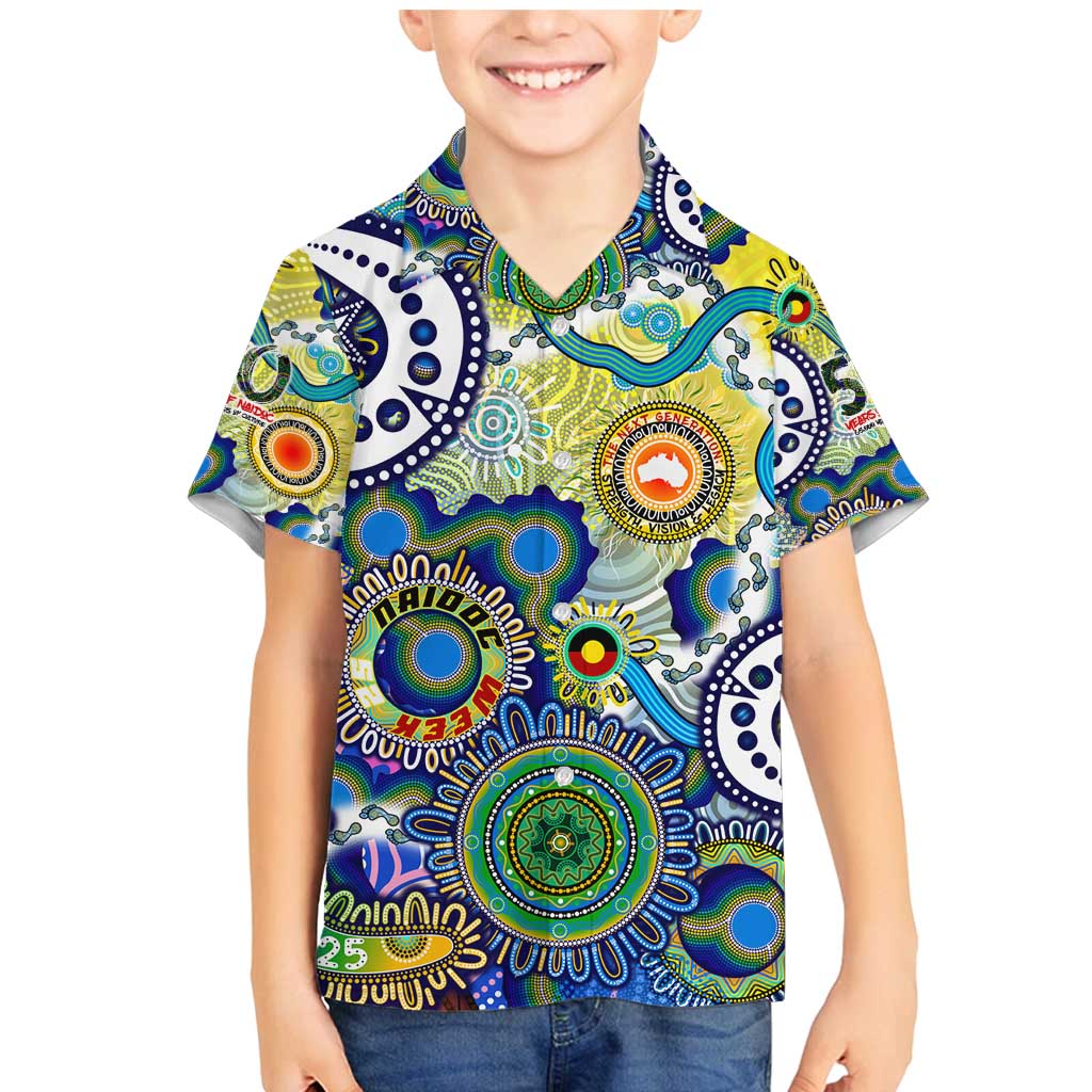 Personalised Naidoc Week 2025 Echo Australia Family Matching Mermaid Dress and Hawaiian Shirt Aboriginal Dots Painting Dhari Mask