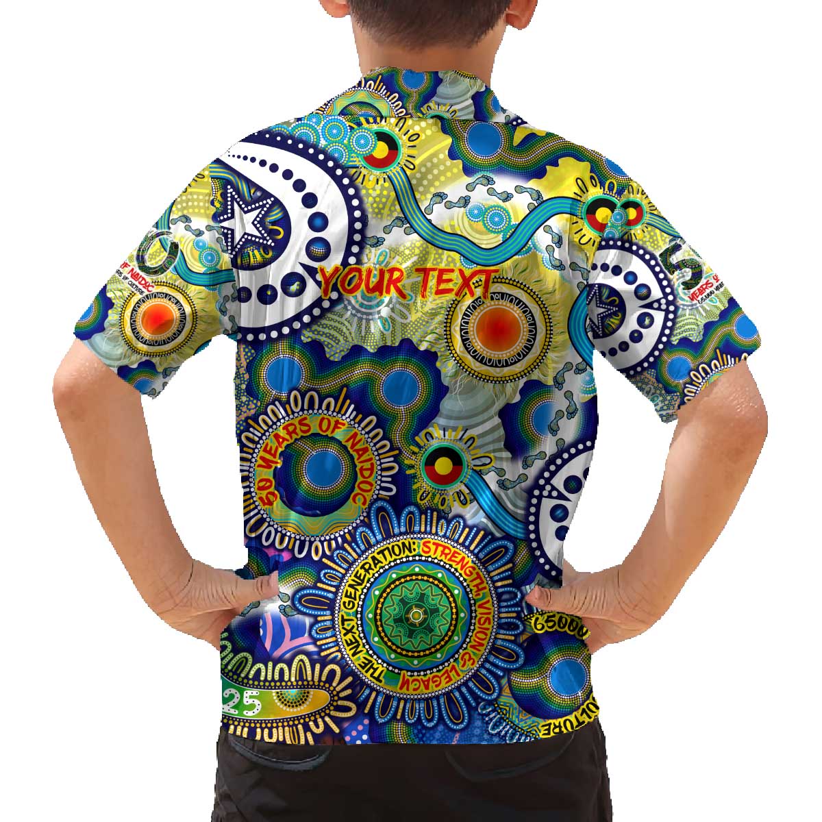 Personalised Naidoc Week 2025 Echo Australia Family Matching Off The Shoulder Long Sleeve Dress and Hawaiian Shirt Aboriginal Dots Painting Dhari Mask