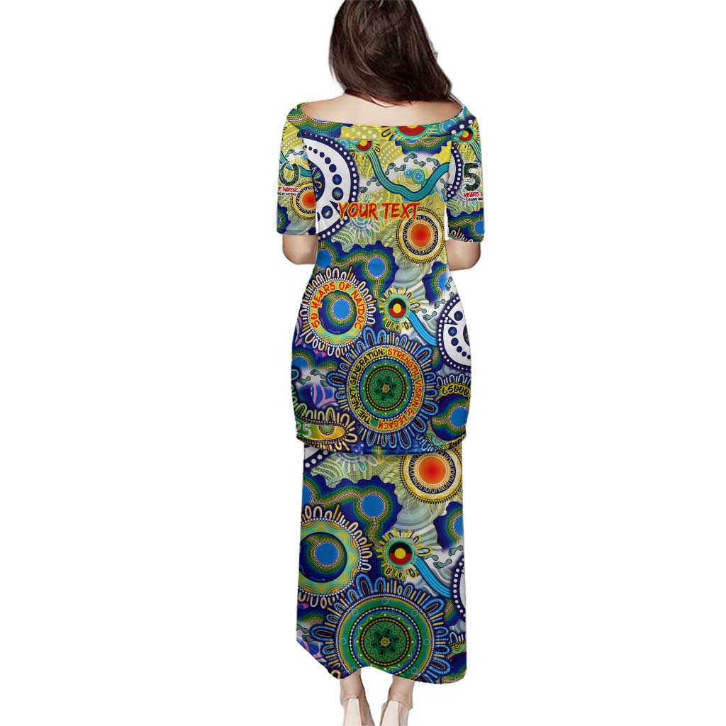 Personalised Naidoc Week 2025 Echo Australia Family Matching Puletasi and Hawaiian Shirt Aboriginal Dots Painting Dhari Mask