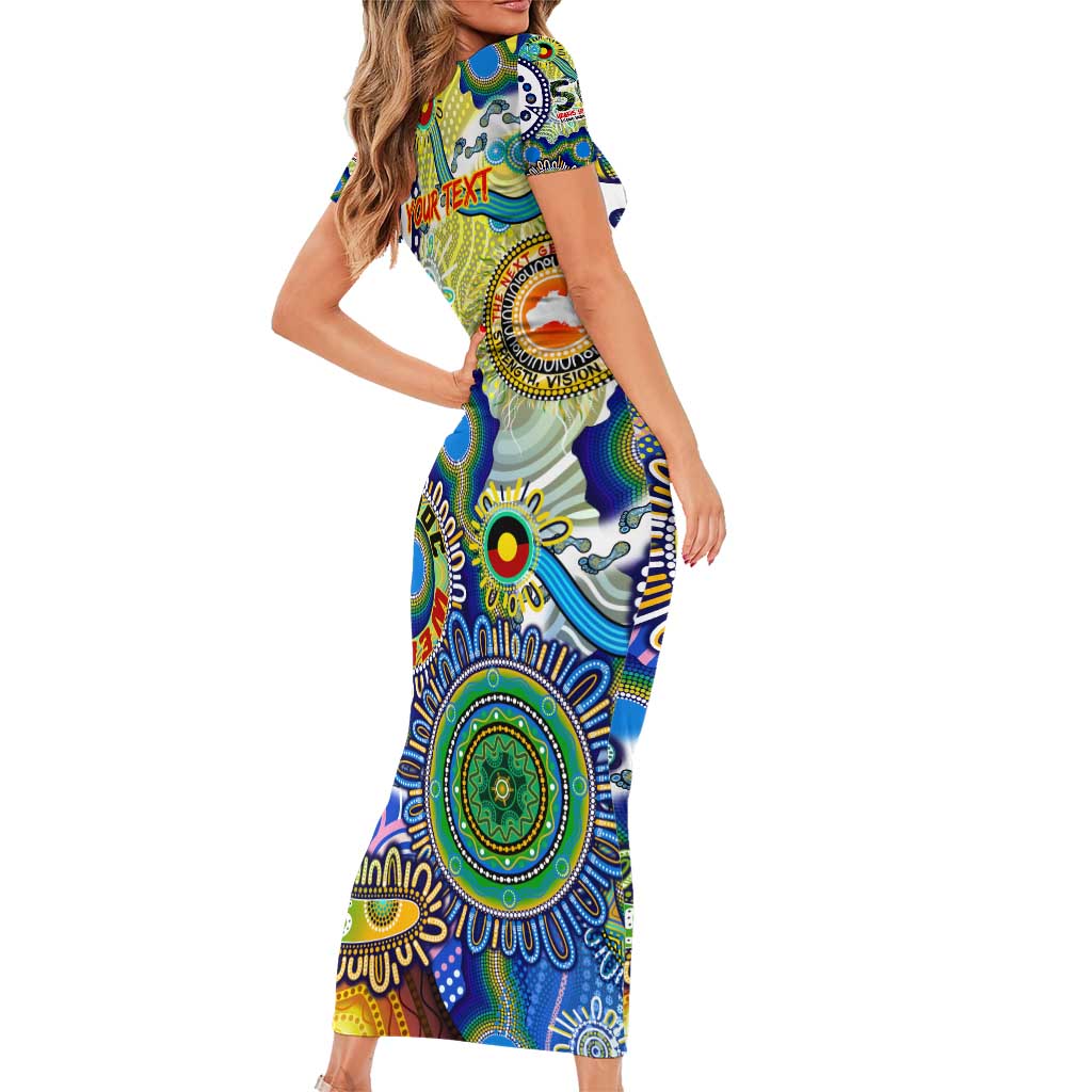 Personalised Naidoc Week 2025 Echo Australia Family Matching Short Sleeve Bodycon Dress and Hawaiian Shirt Aboriginal Dots Painting Dhari Mask