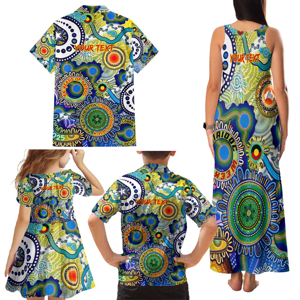 Personalised Naidoc Week 2025 Echo Australia Family Matching Tank Maxi Dress and Hawaiian Shirt Aboriginal Dots Painting Dhari Mask