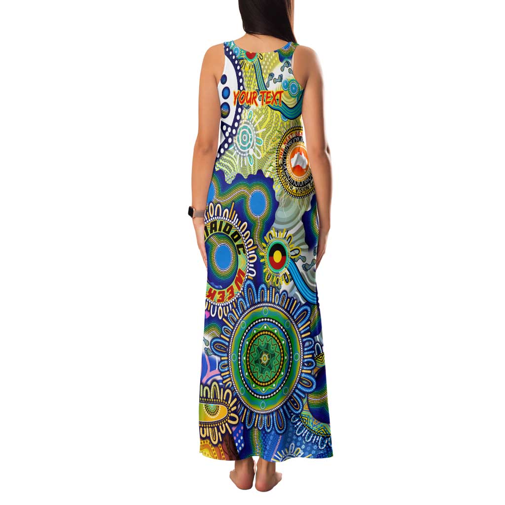 Personalised Naidoc Week 2025 Echo Australia Family Matching Tank Maxi Dress and Hawaiian Shirt Aboriginal Dots Painting Dhari Mask