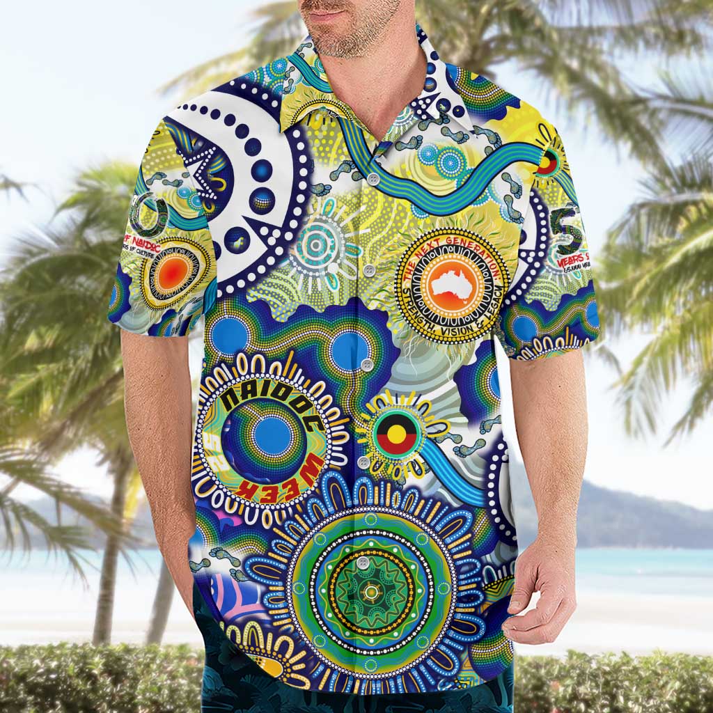 Personalised Naidoc Week 2025 Echo Australia Hawaiian Shirt Aboriginal Dots Painting Dhari Mask