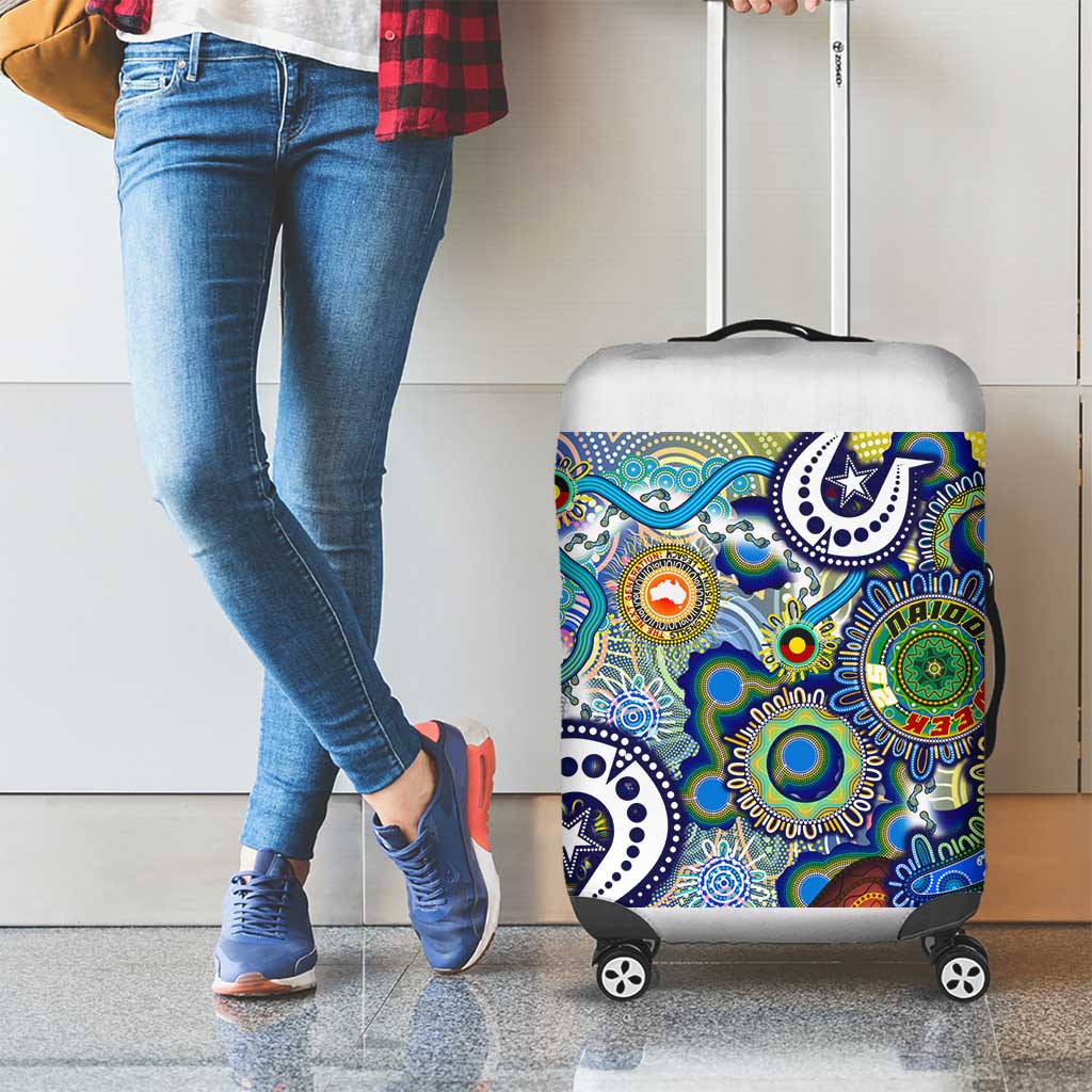 Naidoc Week 2025 Echo Australia Luggage Cover Aboriginal Dots Painting Dhari Mask