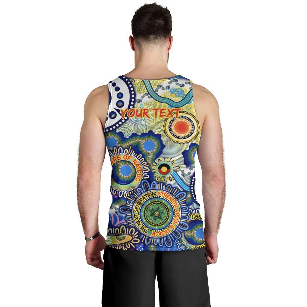 Personalised Naidoc Week 2025 Echo Australia Men Tank Top Aboriginal Dots Painting Dhari Mask