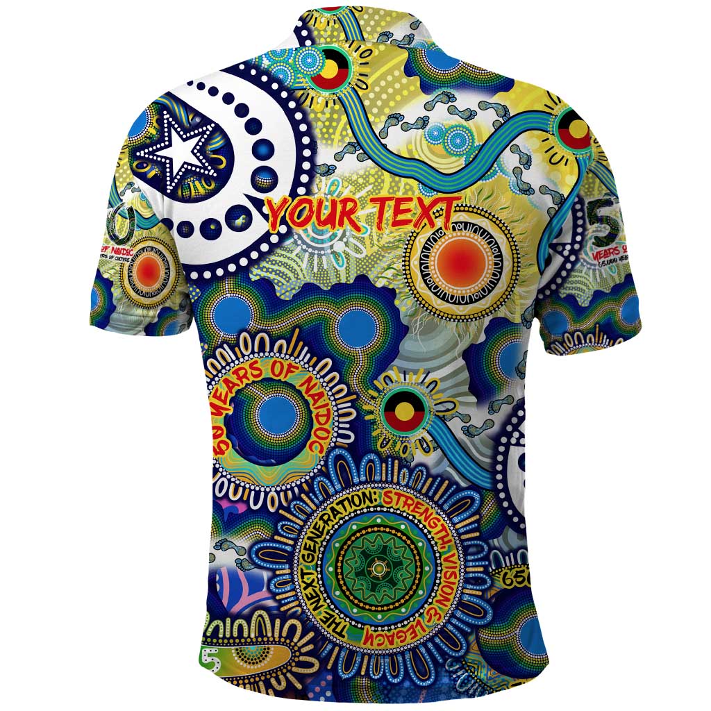 Personalised Naidoc Week 2025 Echo Australia Polo Shirt Aboriginal Dots Painting Dhari Mask