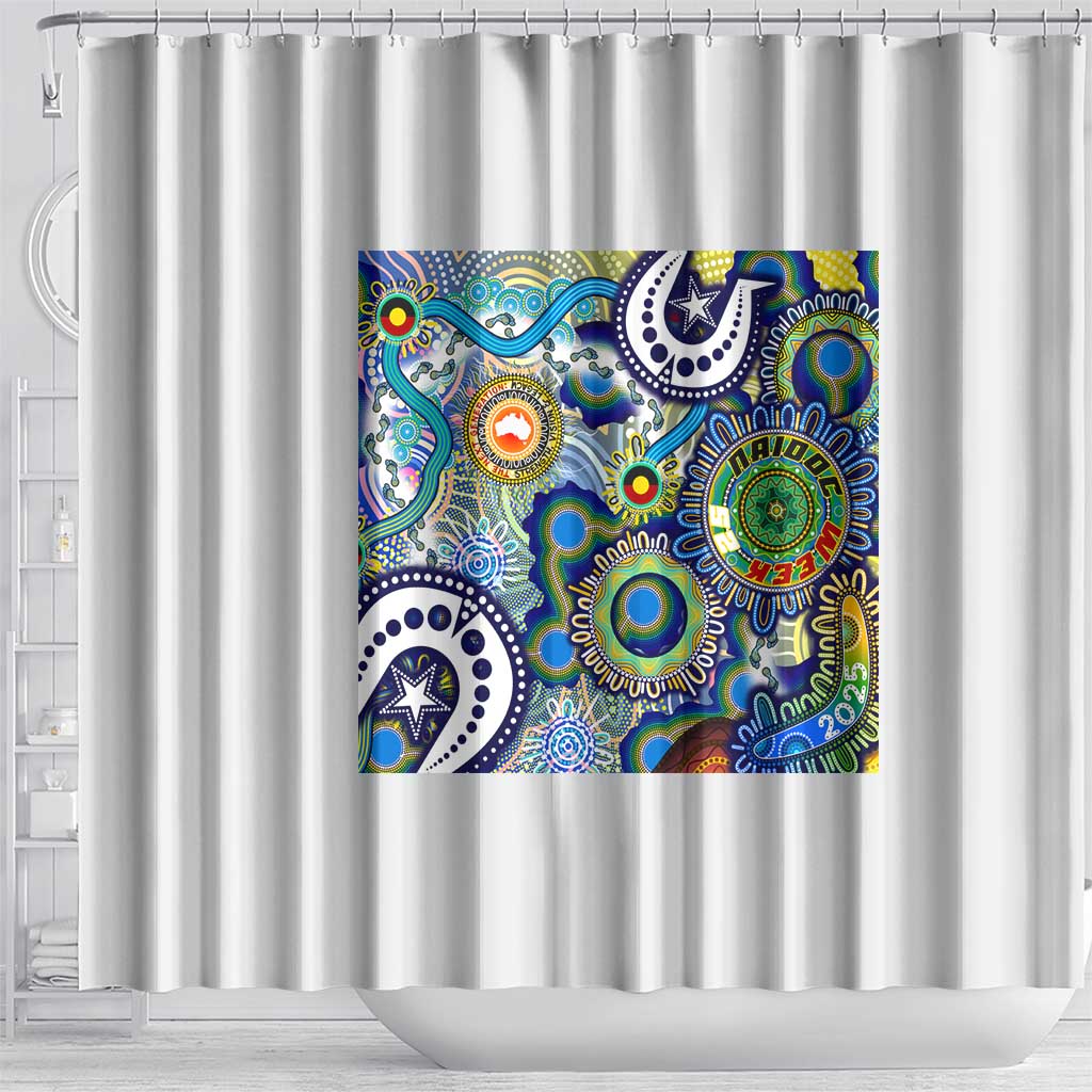Naidoc Week 2025 Echo Australia Shower Curtain Aboriginal Dots Painting Dhari Mask