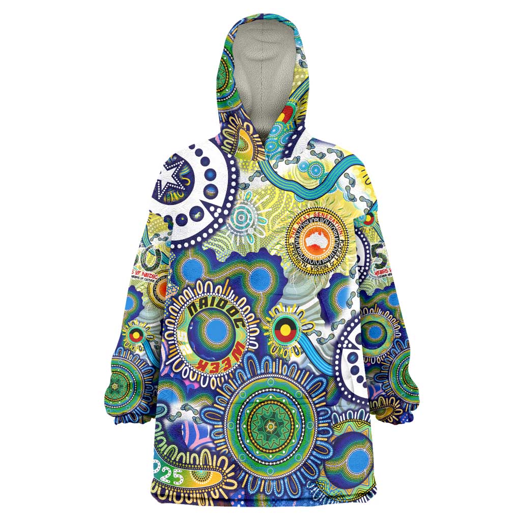 Personalised Naidoc Week 2025 Echo Australia Wearable Blanket Hoodie Aboriginal Dots Painting Dhari Mask