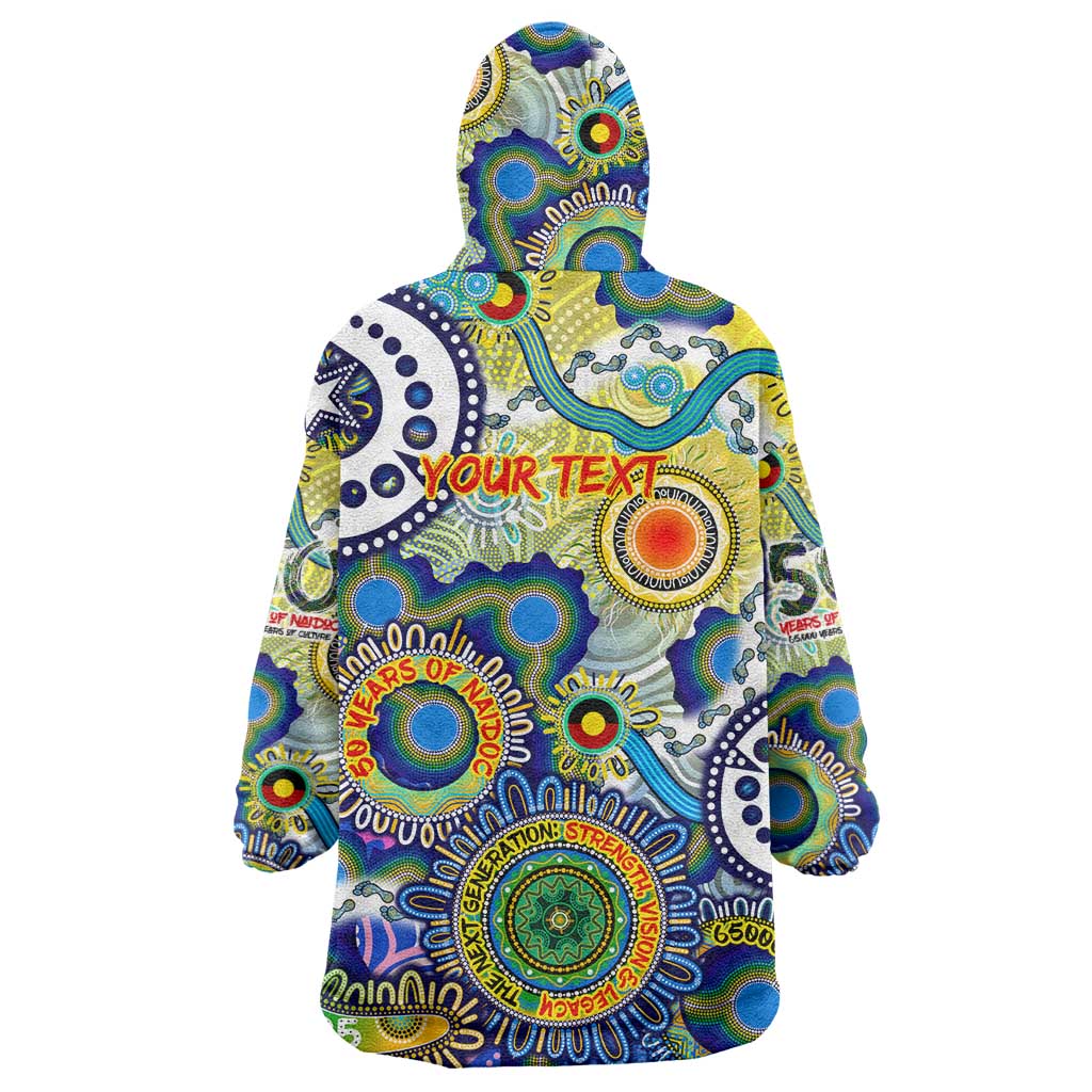 Personalised Naidoc Week 2025 Echo Australia Wearable Blanket Hoodie Aboriginal Dots Painting Dhari Mask