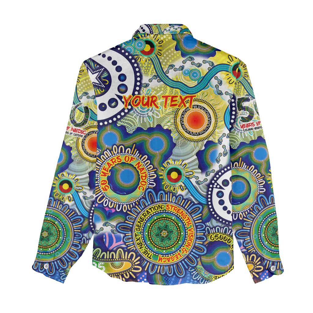 Personalised Naidoc Week 2025 Echo Australia Women Casual Shirt Aboriginal Dots Painting Dhari Mask
