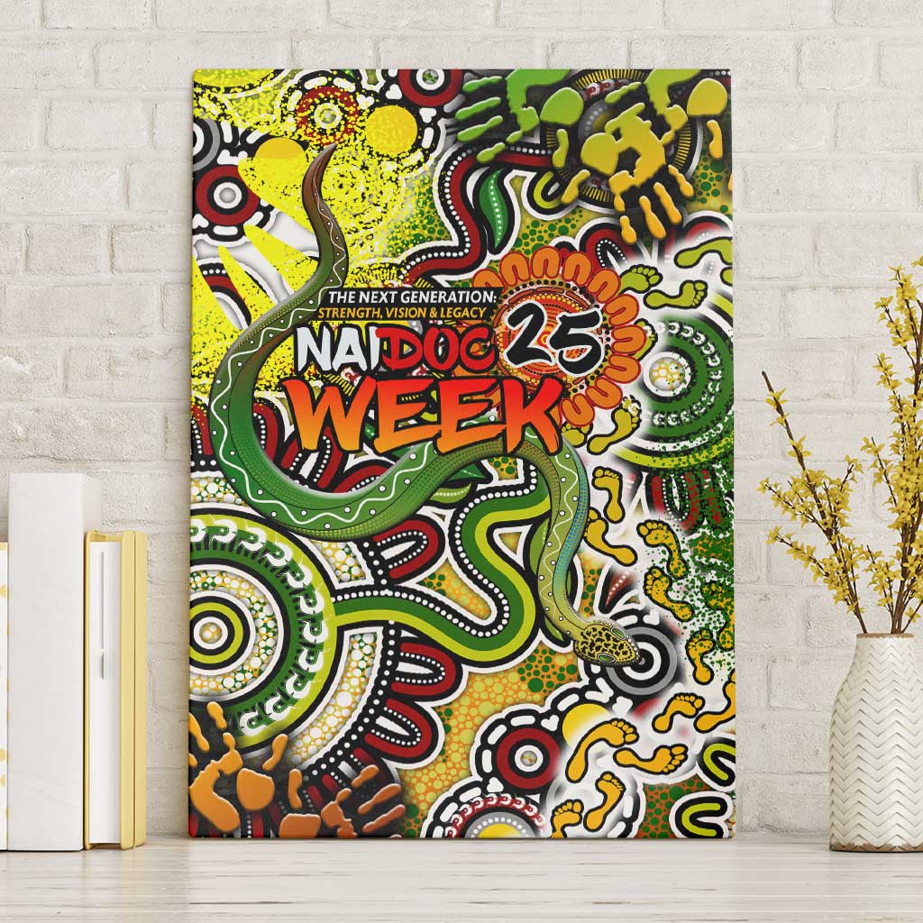 Indigenous Naidoc Week 2025 Canvas Wall Art Aboriginal Snake Handprints Footprints