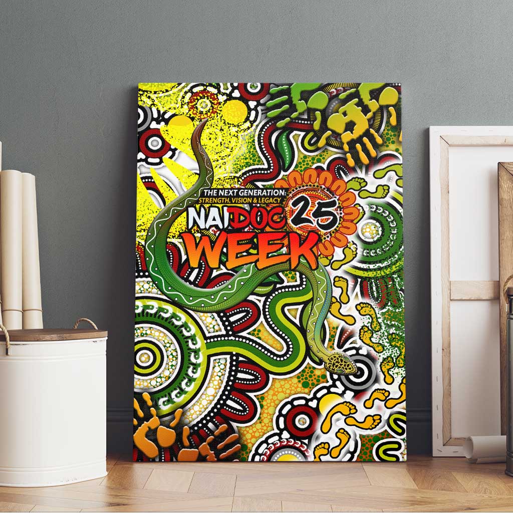 Indigenous Naidoc Week 2025 Canvas Wall Art Aboriginal Snake Handprints Footprints