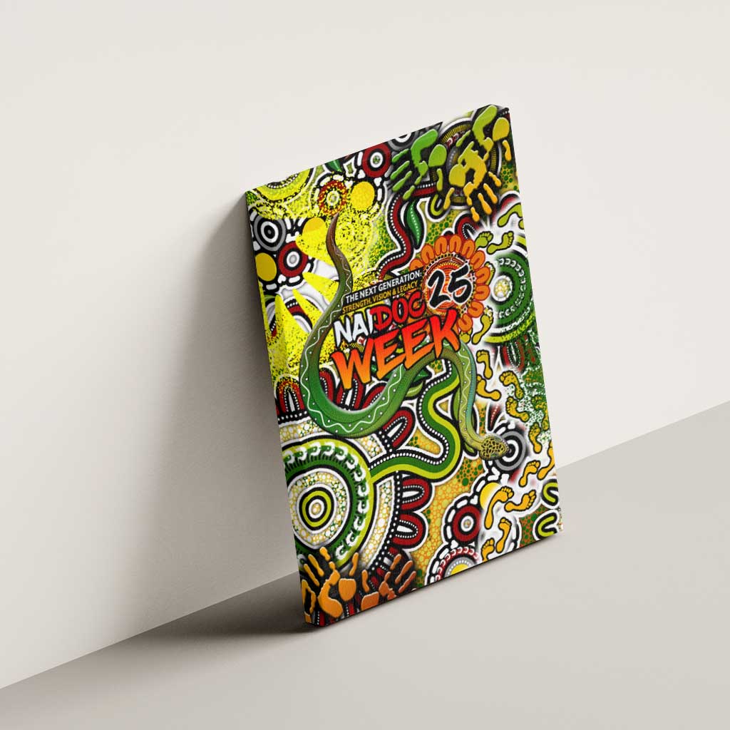 Indigenous Naidoc Week 2025 Canvas Wall Art Aboriginal Snake Handprints Footprints