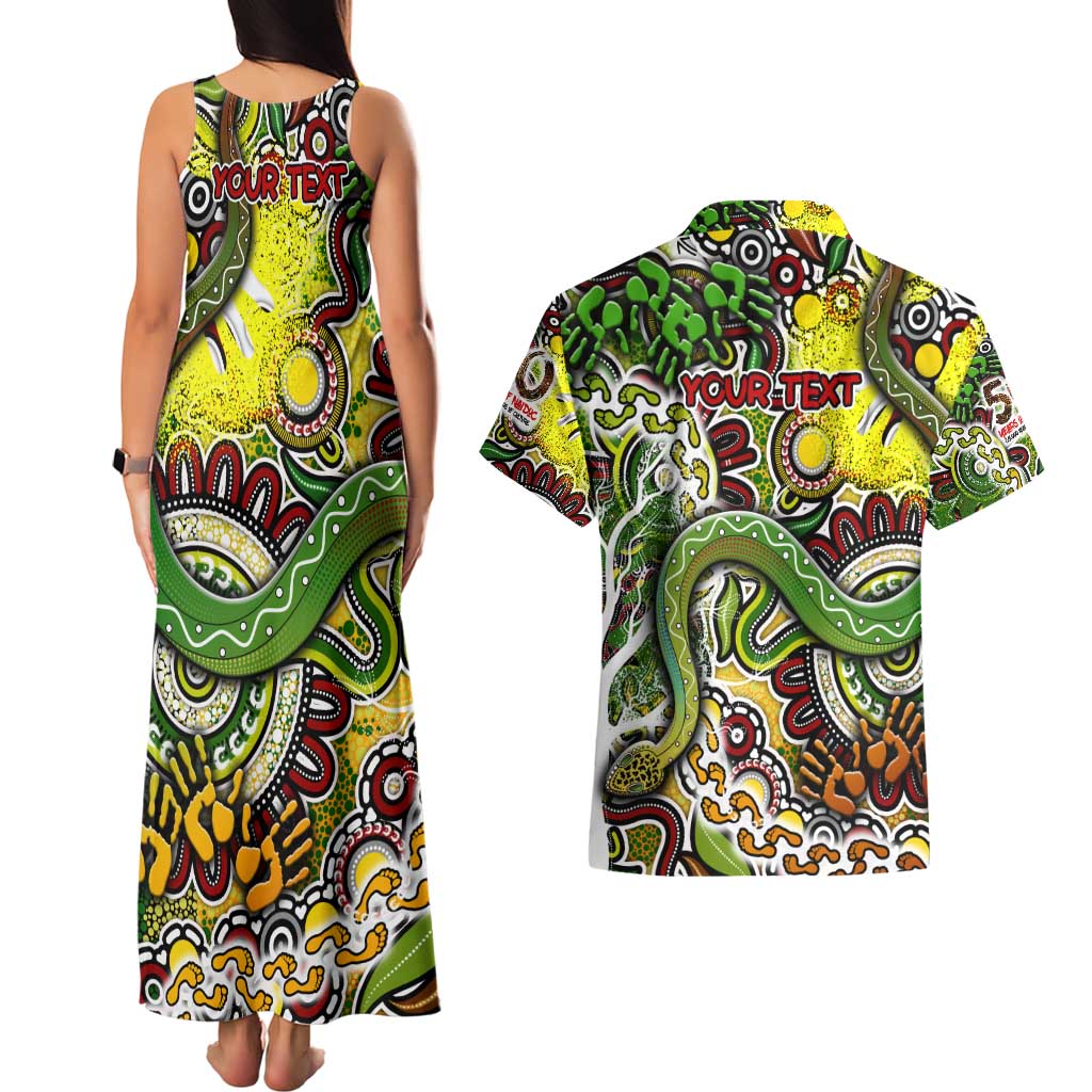 Personalised Indigenous Naidoc Week 2025 Couples Matching Tank Maxi Dress and Hawaiian Shirt Aboriginal Snake Handprints Footprints
